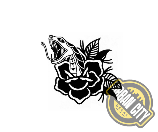Snake & Rose - Old School Tattoo