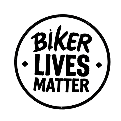 Black circular Biker Lives Matter decal with bold lettering and dot accents on a white background.