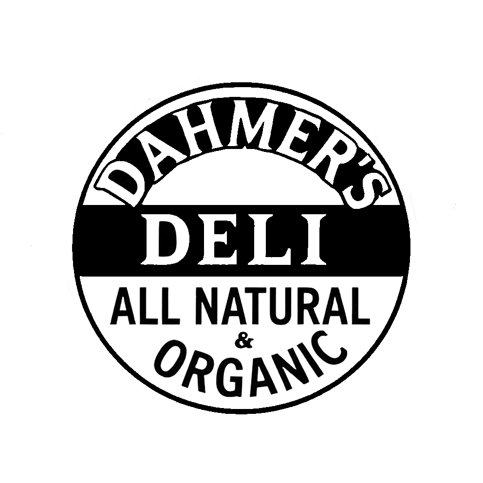 Black Dahmer’s Deli decal featuring the text “All Natural & Organic” in bold lettering.