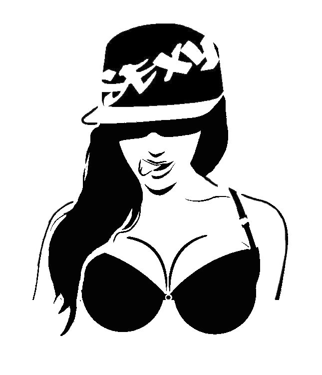 Black silhouette decal depicting a sexy chick pin-up figure on a transparent background.