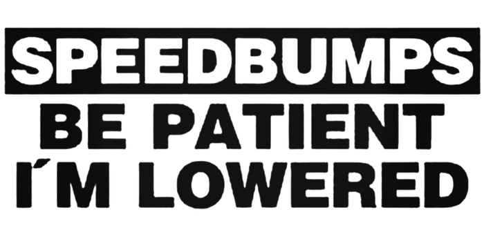 Speed Bumps Be Patient, I'm Lowered Decal