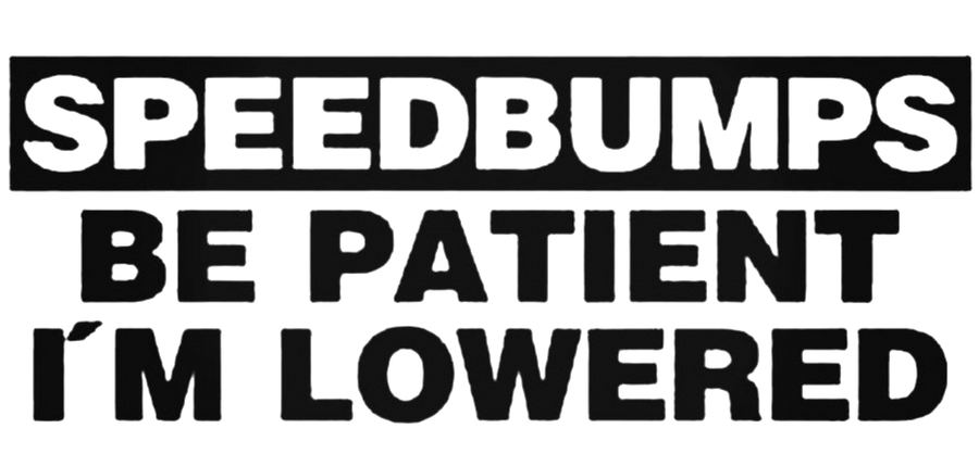 Speed Bumps Be Patient, I'm Lowered Decal