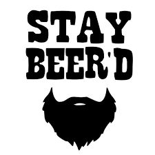 Black decal reading “STAY BEERD” above a stylized beard silhouette.