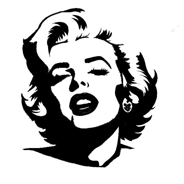 Black and white stylized portrait decal of Marilyn Monroe with her signature hairstyle and beauty mark.
