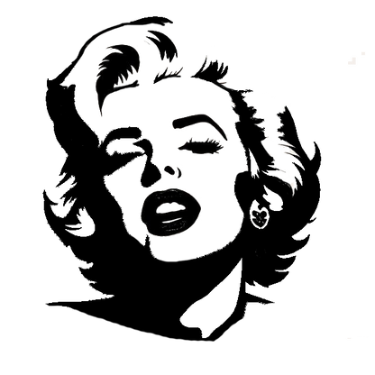 Black and white stylized portrait decal of Marilyn Monroe with her signature hairstyle and beauty mark.