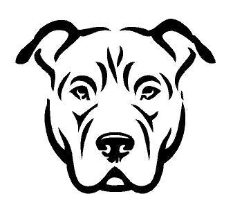 Black stylized pitbull dog head illustration for a decal