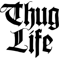 Distressed gothic-style decal displaying the words “FUCK LIFE” in bold black lettering.