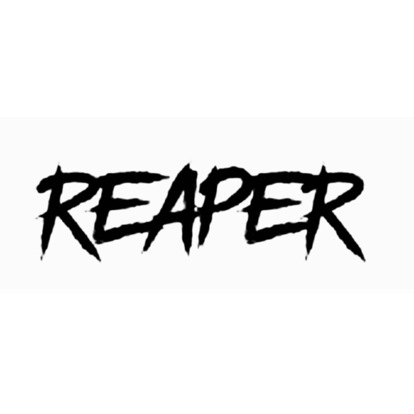 Black jagged gothic-style lettering spelling “Reaper” on a white background.