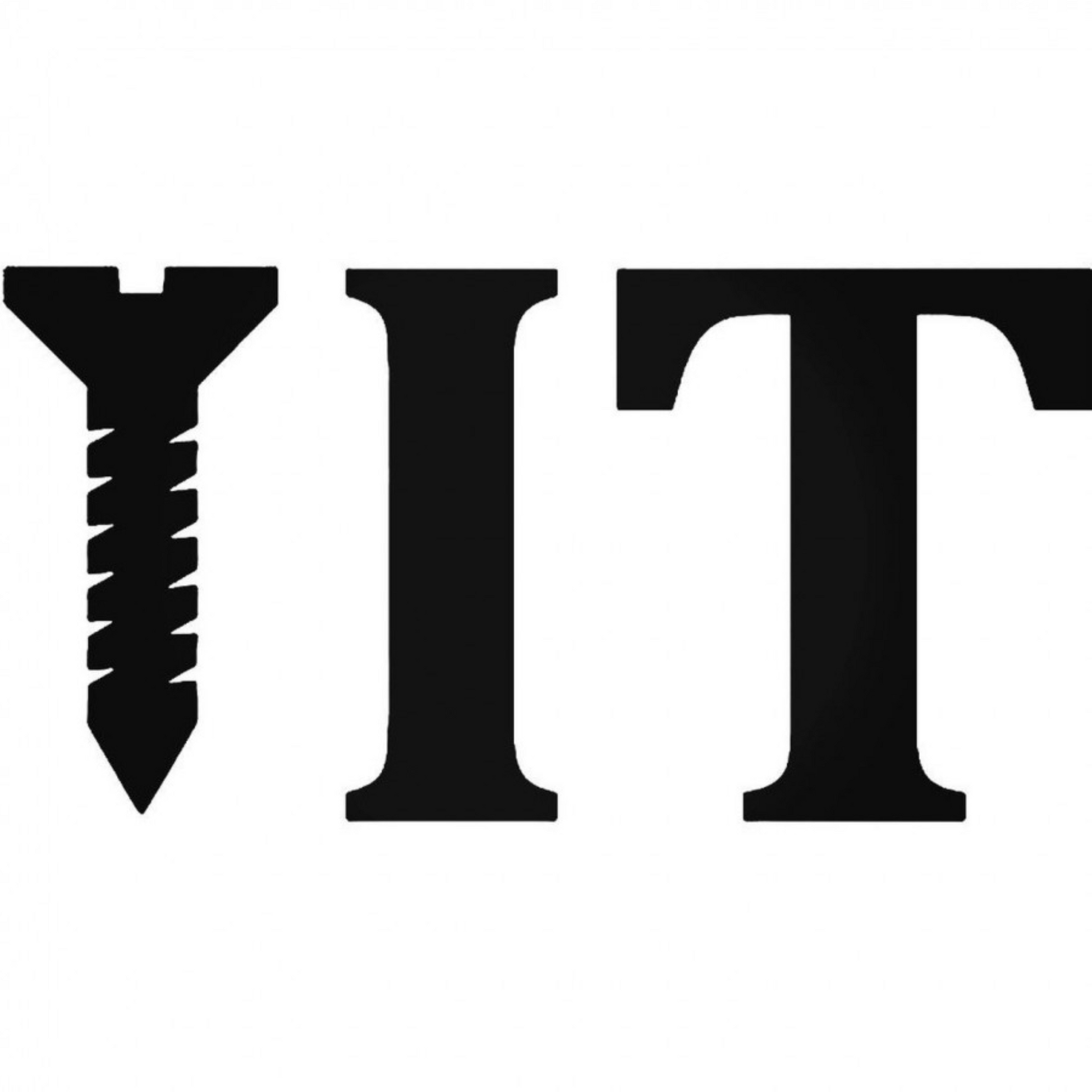 Black “Screw It” text decal sticker featuring a screw-shaped letter on a white background.
