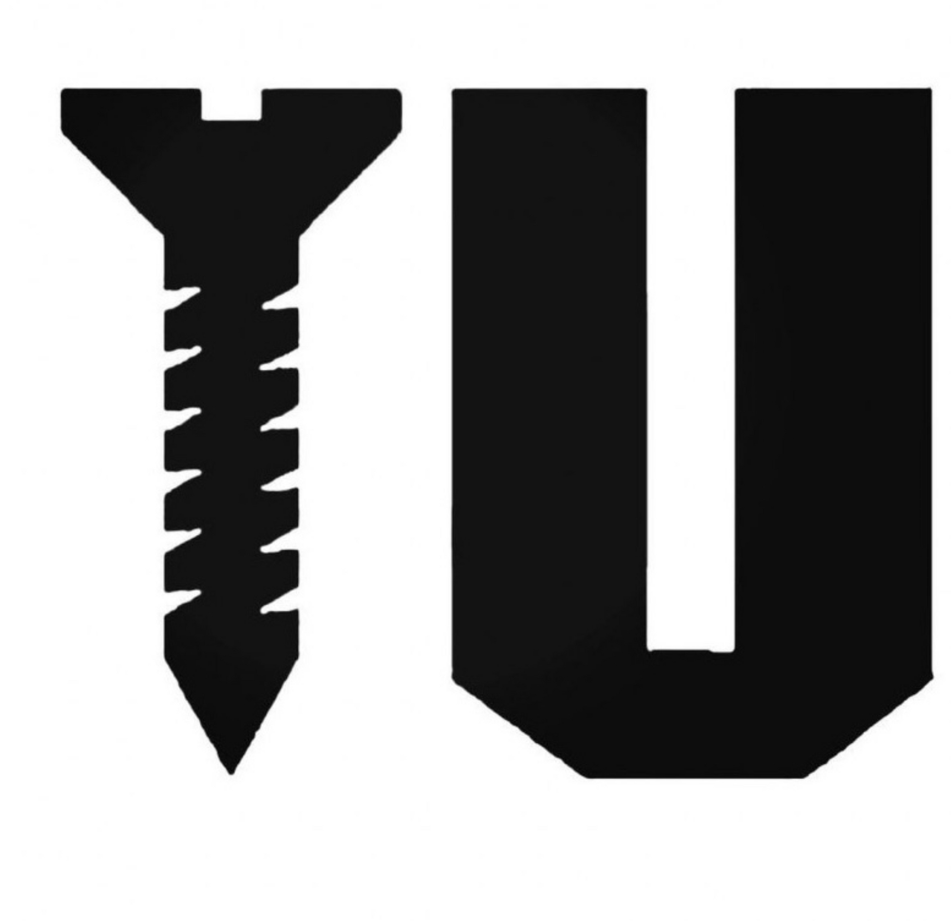 Black decal featuring a stylized screw graphic beside the words “YOU,” creating the phrase “Screw You.”