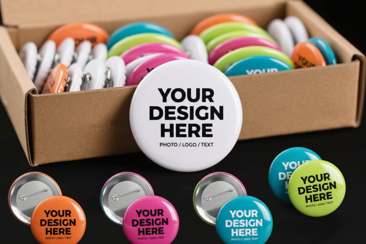 Vibrant colorful pins mockup 2