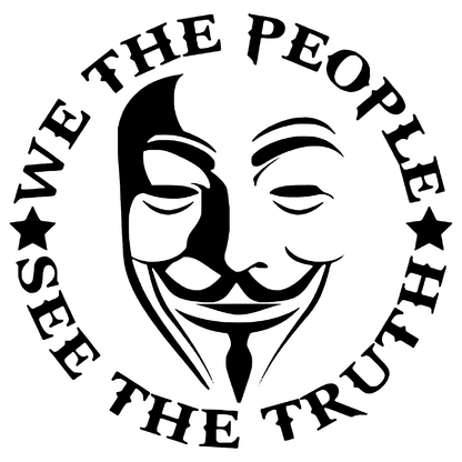 Black and white We The People decal featuring a stylized bearded face, stars, and circular text.